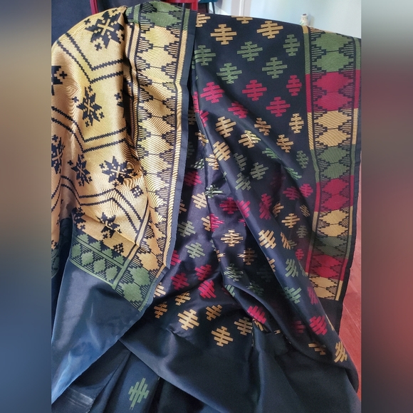 New Women Premium Designer Silk Saree W NEW Blouse Royal Festive Jamdani Insp - Picture 7 of 7